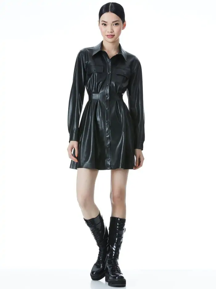 MALINA VEGAN LEATHER SHIRT DRESS